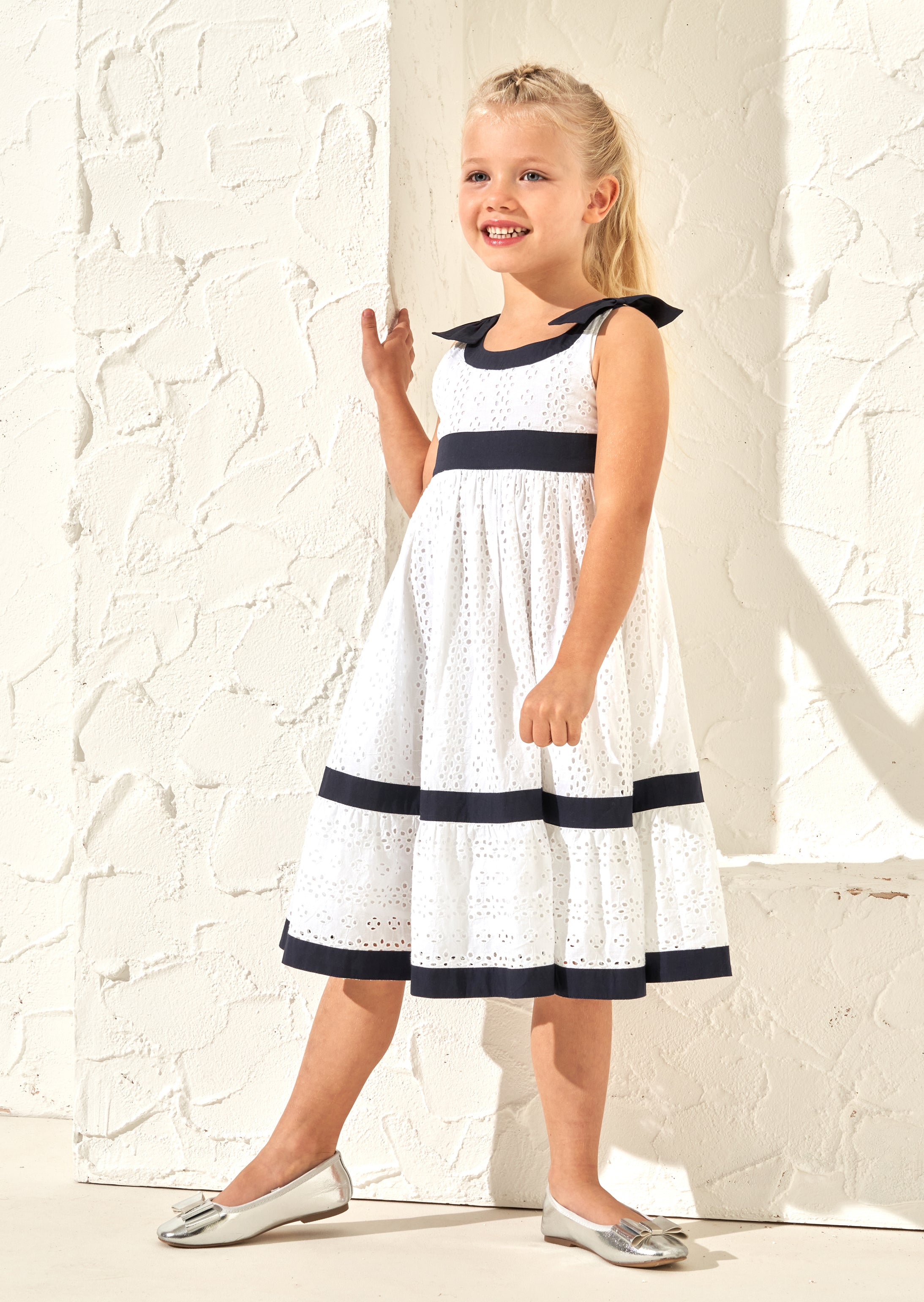 Avery White Border Broderie Dress