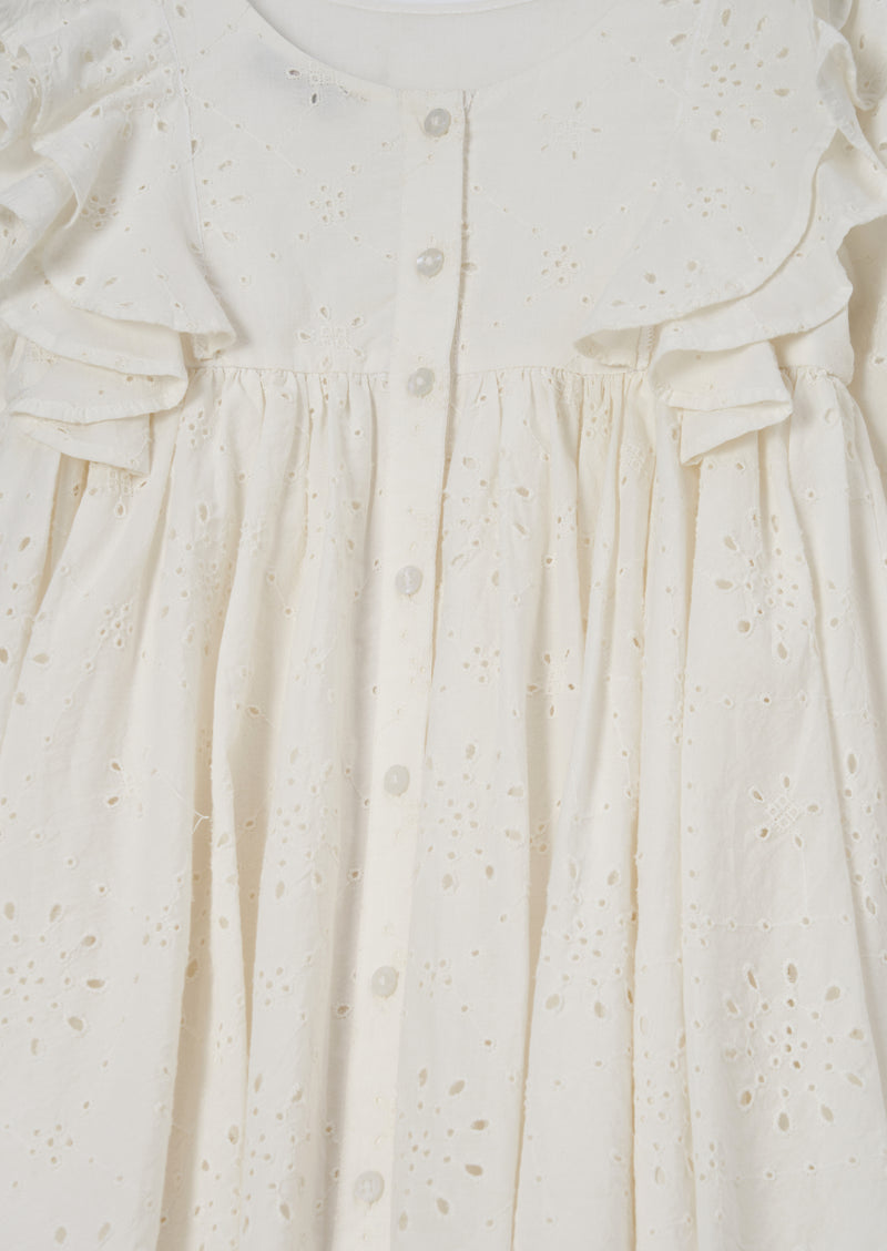 Alessandra White Broderie Ruffle Dress