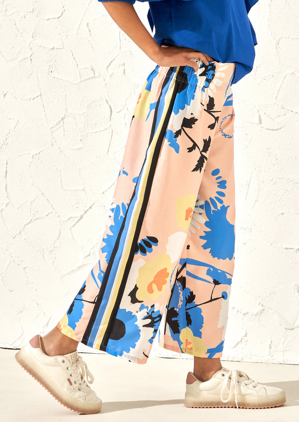 Serena Apricot Printed Wide Leg Trousers