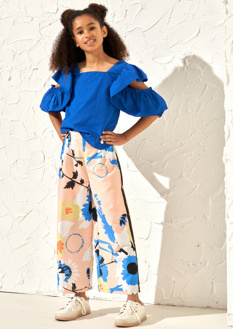 Serena Apricot Printed Wide Leg Trousers