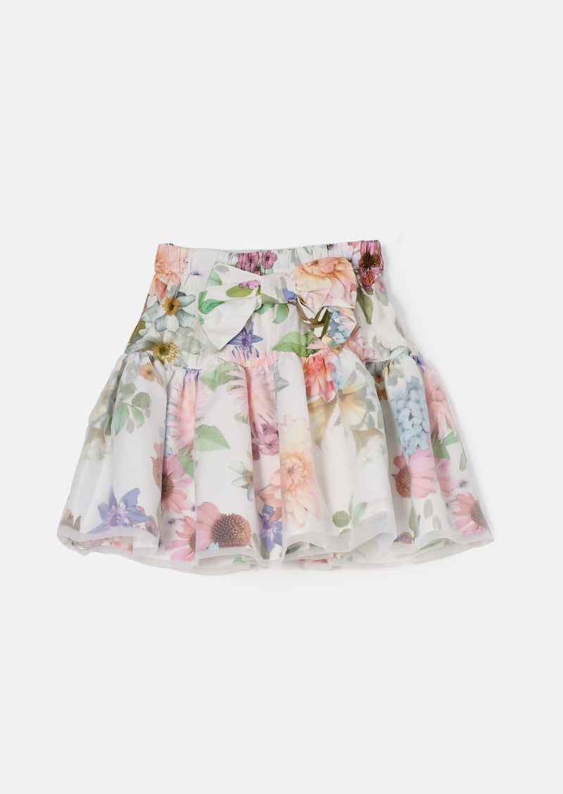 Perla Ivory Layered Print Skirt