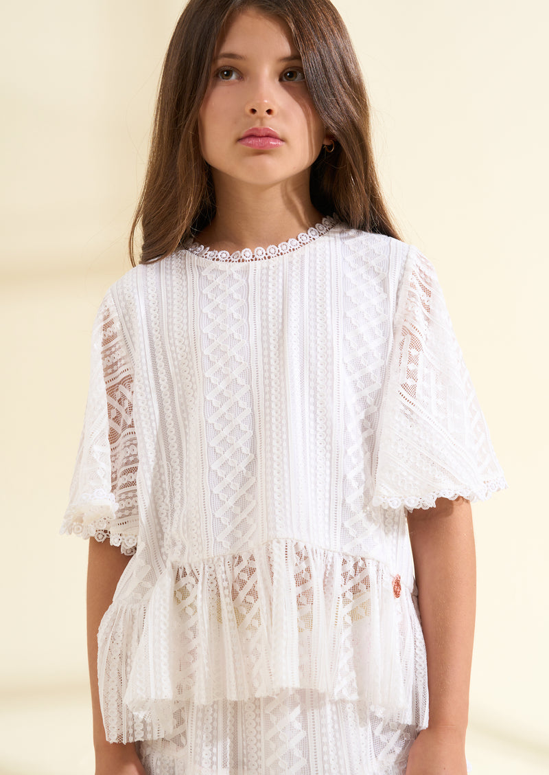 Anabelle Ivory Cape Lace Top