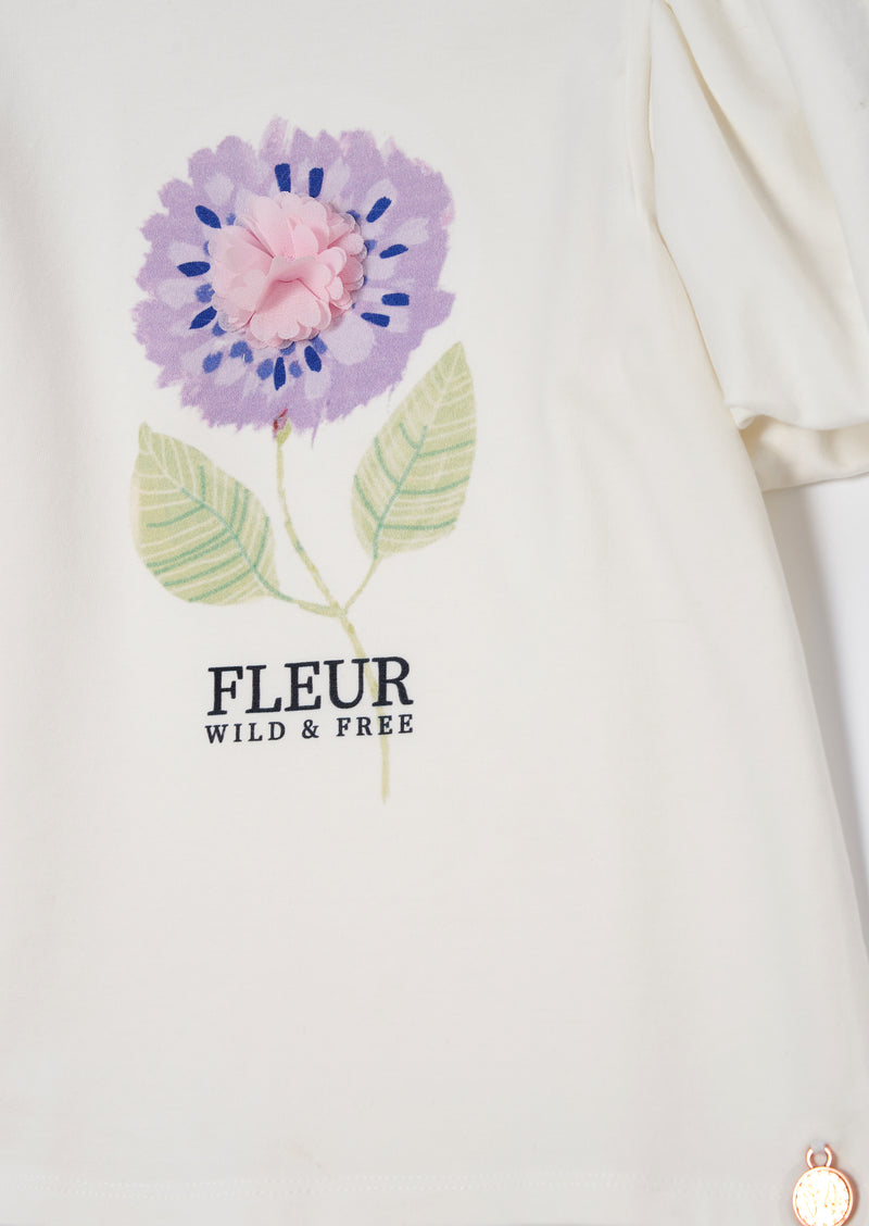 Fleur Ivory Puff Sleeve Tee