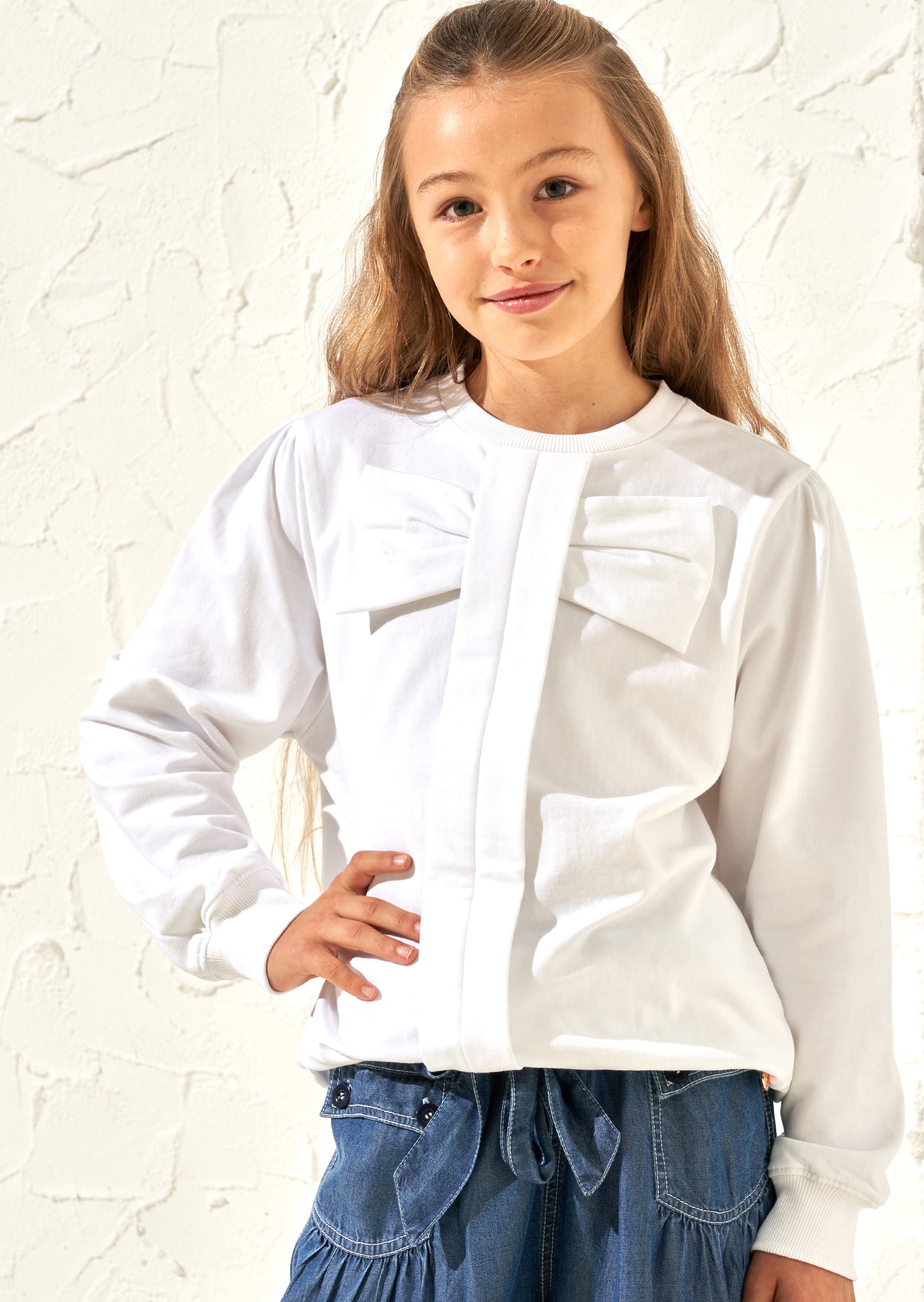 Ruthie White Bow Front Sweat