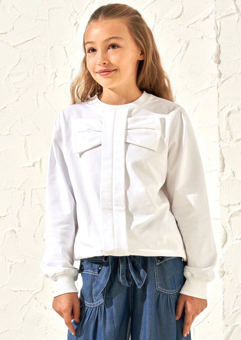 Ruthie White Bow Front Sweat