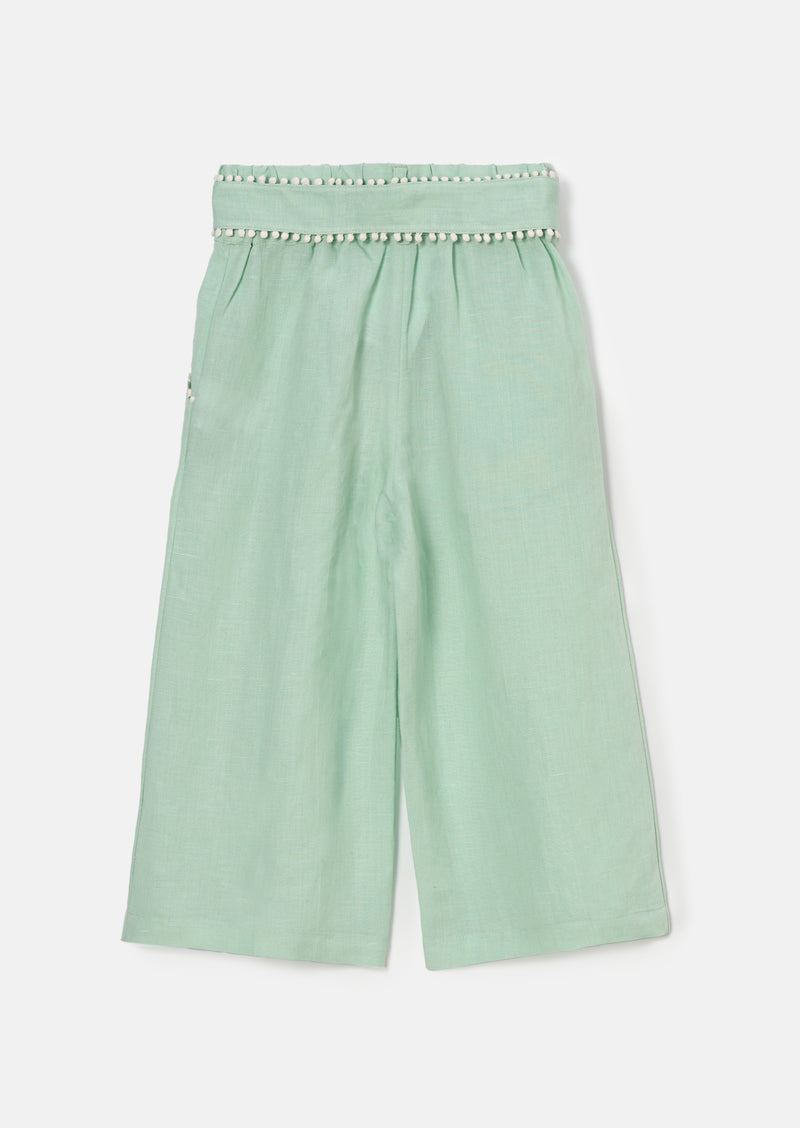 Erica Green Linen Cropped Trousers