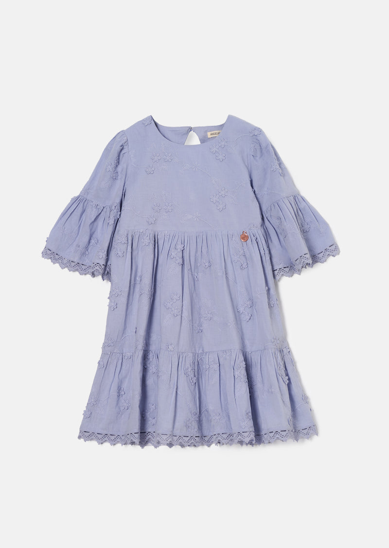 فستان ناتاليا باللون الأزرق بتصميم زهر 3D