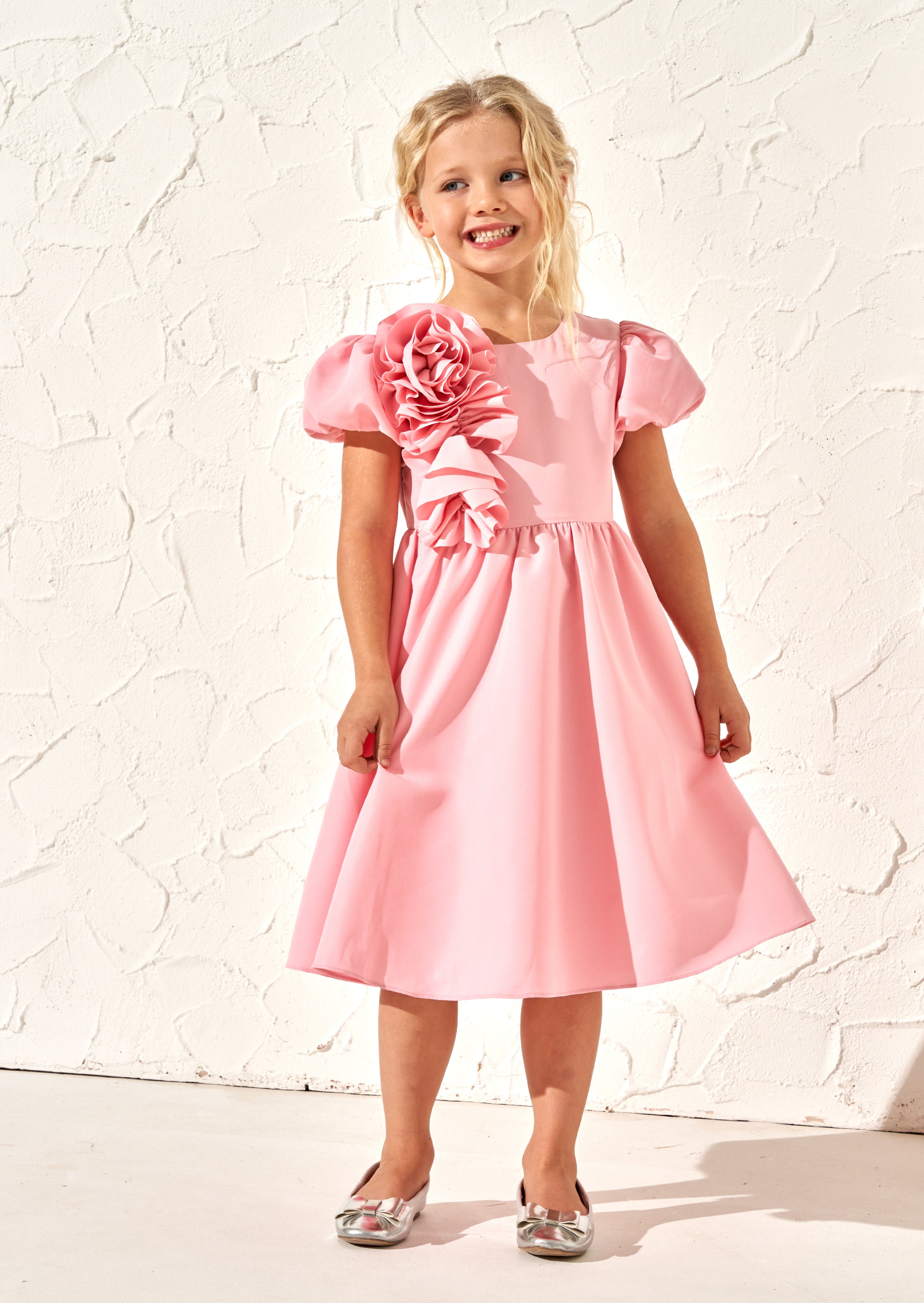 Nieve Pink Cascade Corsage Dress