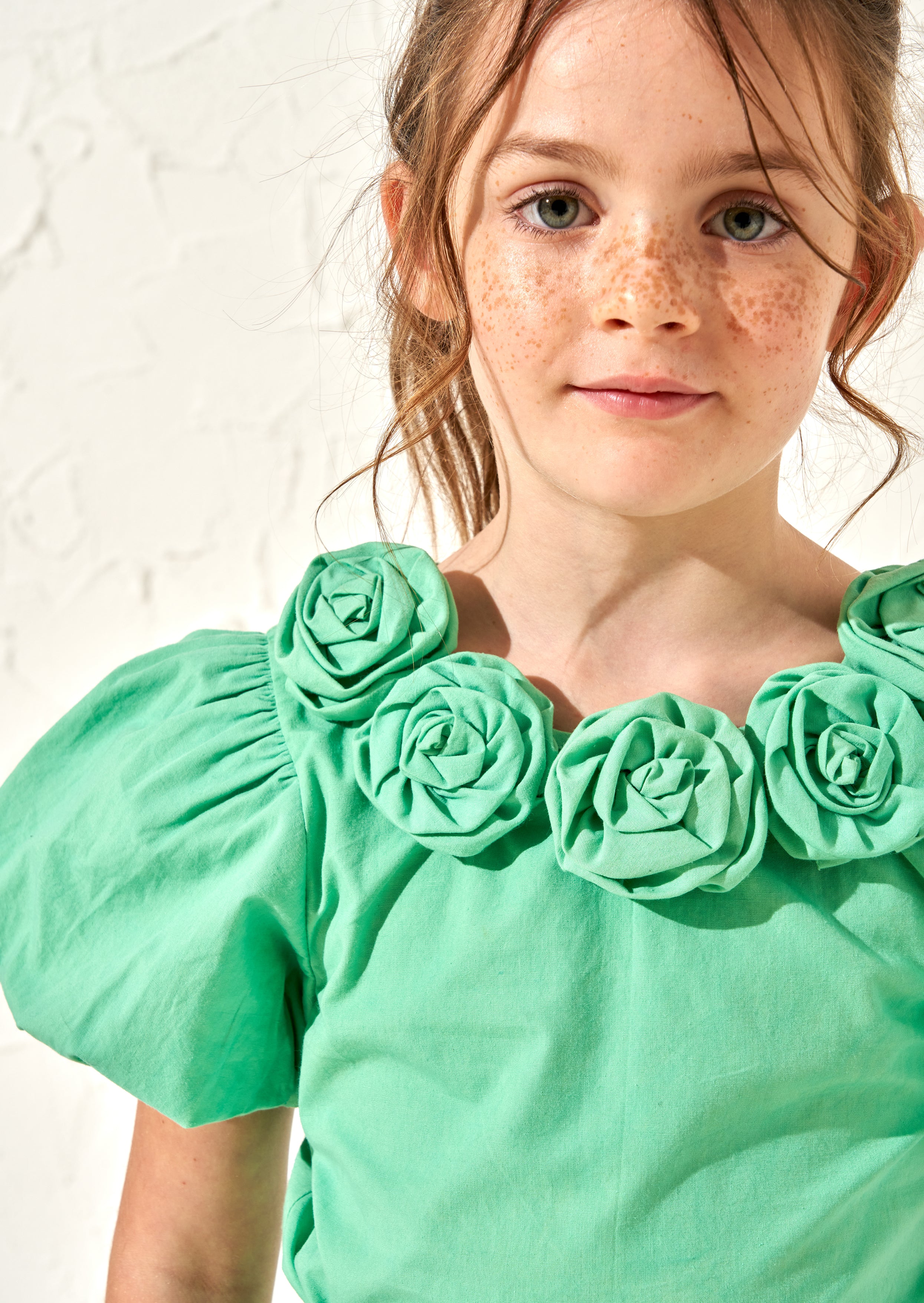 Roxie Green Rose Corsage Top