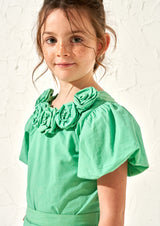 Roxie Green Rose Corsage Top