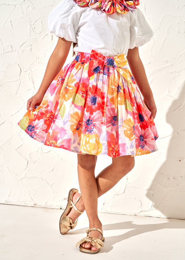 Sadie Red Floral Print Skirt