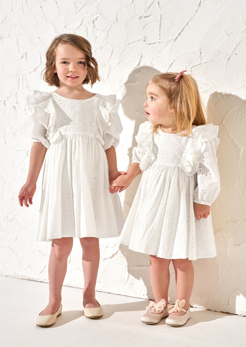 Alessandra White Broderie Ruffle Dress