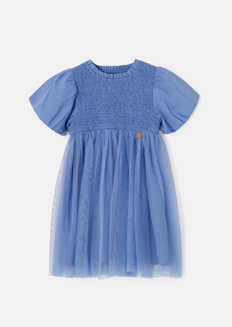 Lyra Blue Shirred Tutu Dress