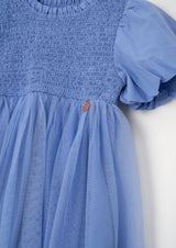 فستان ليرا الأزرق بالتوتو والتفصيل المجسم