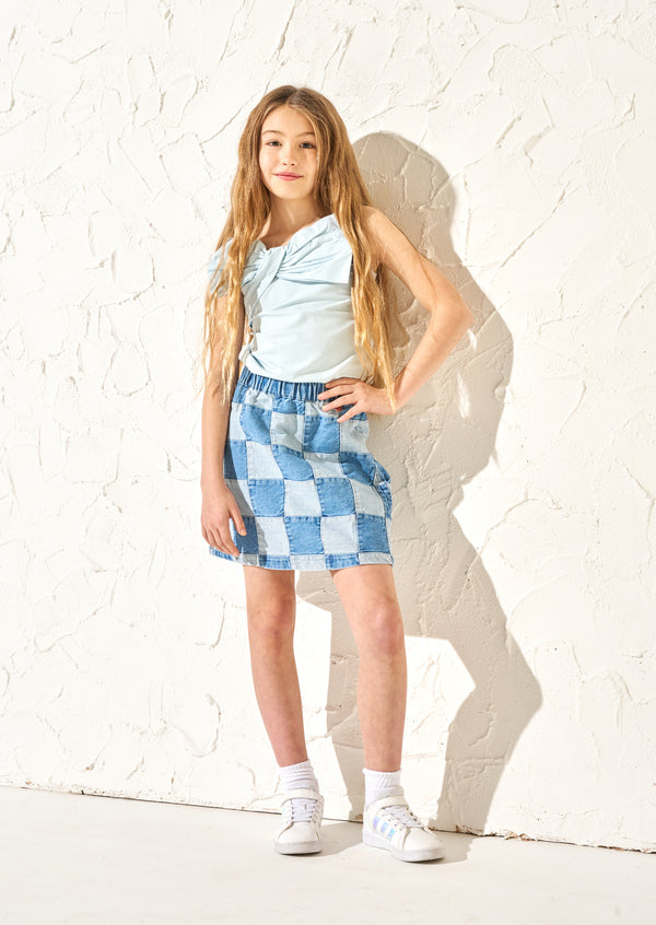 Quinn Blue Patchwork Denim Skirt