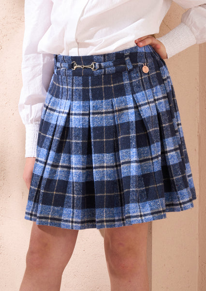 Mia check skirt andmary （Girls Blue Checked Skirt | Angel