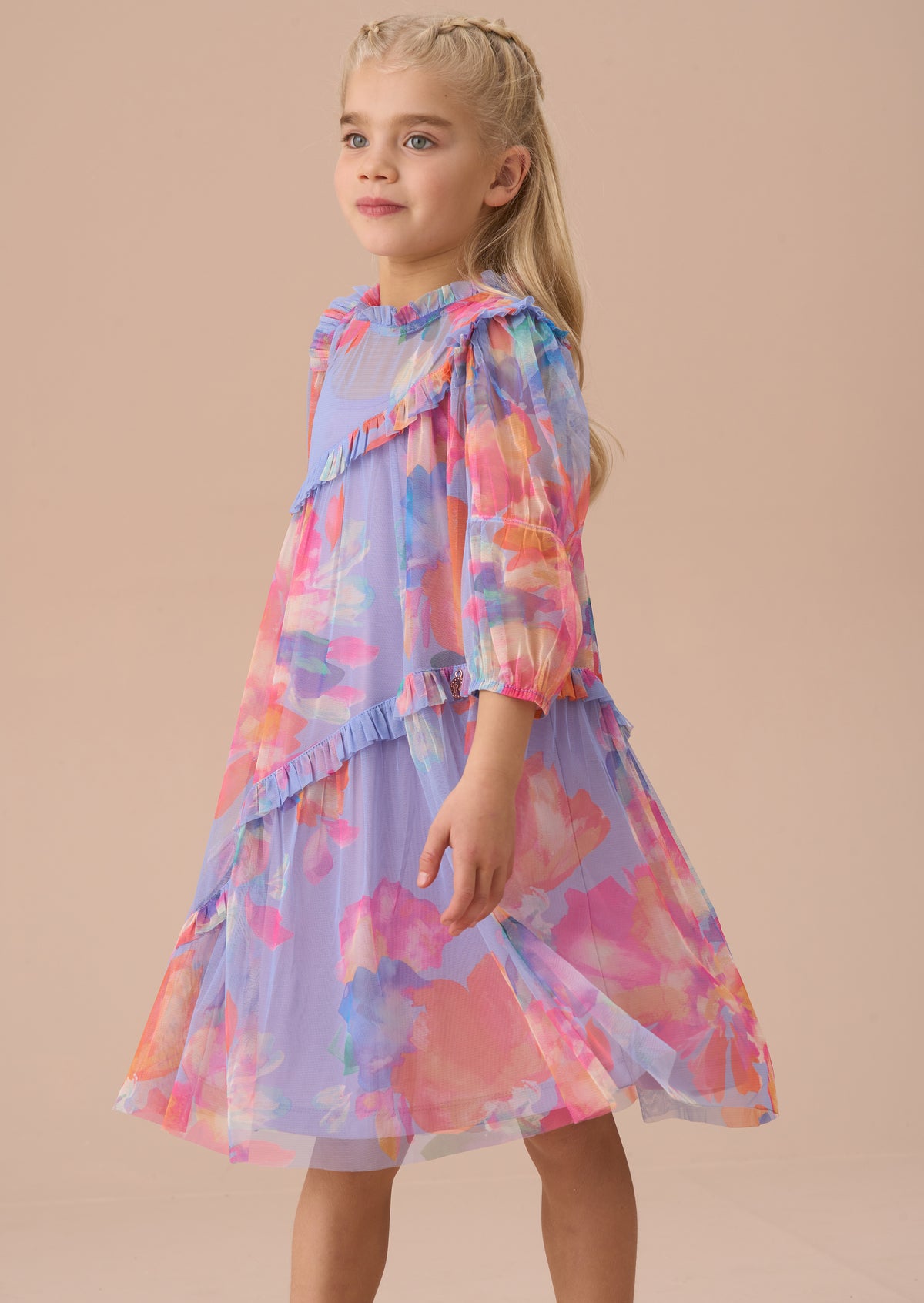 Beatrice Mesh Asymmetric Frill Dress