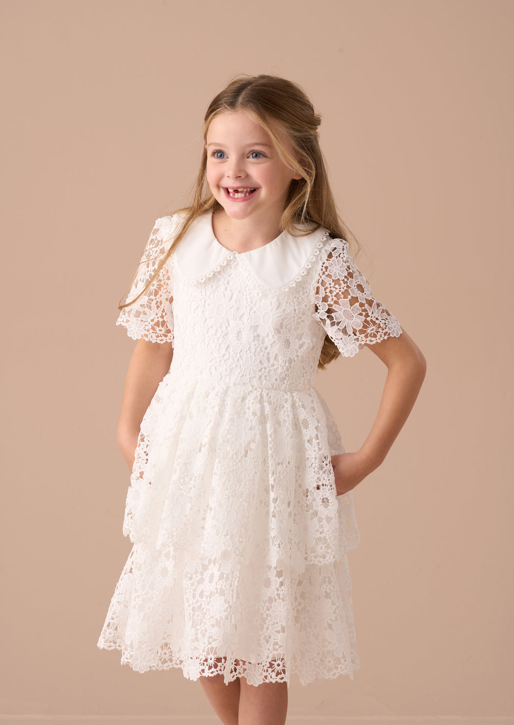 OPHELIA – White Lace Occasion Mini Dress with Removable Drape