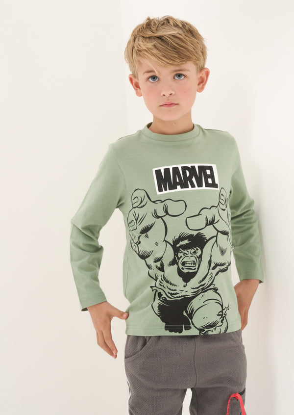 Khaki Marvel Long Sleeve Tee