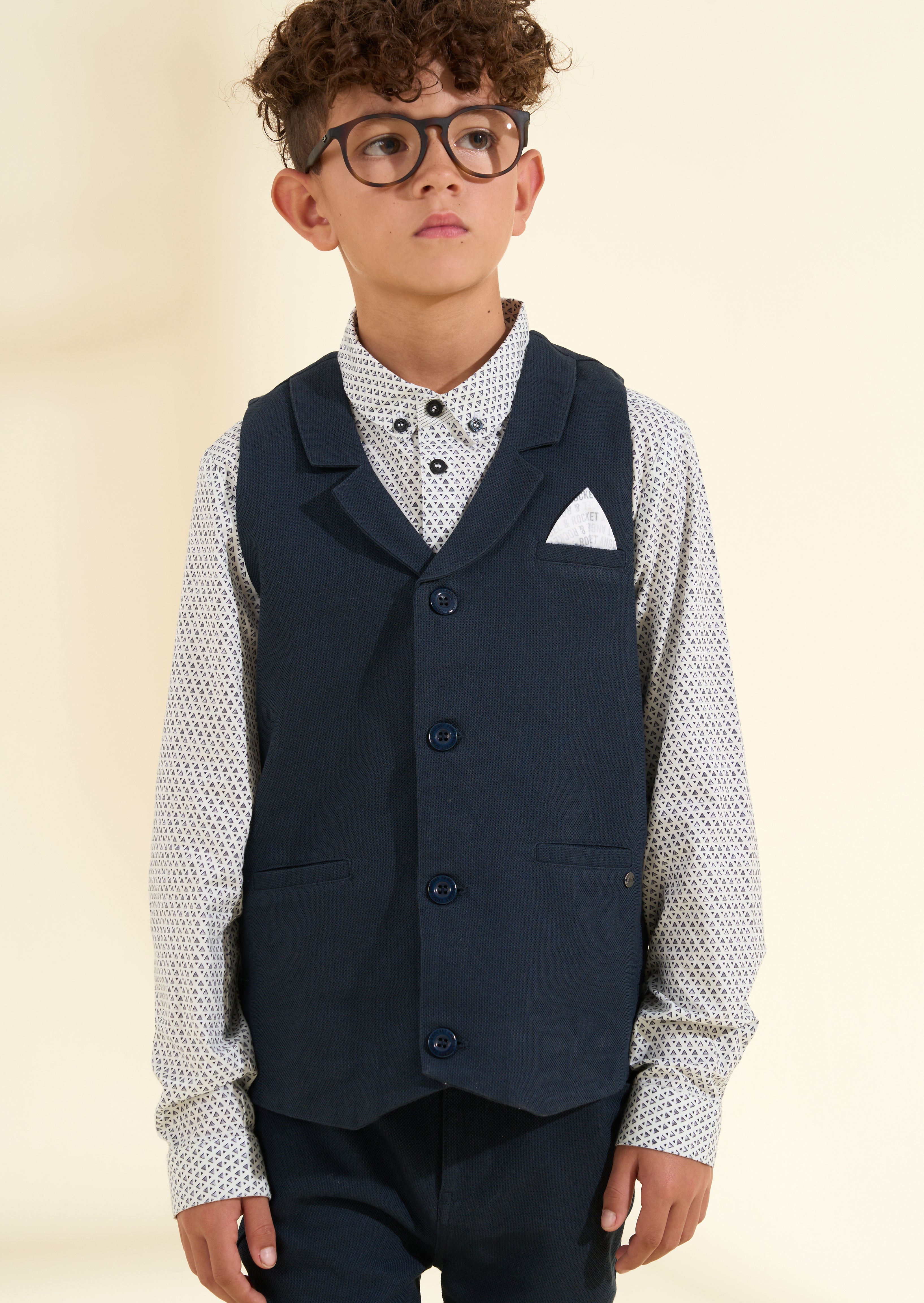 Bernard Navy Textured Waistcoat