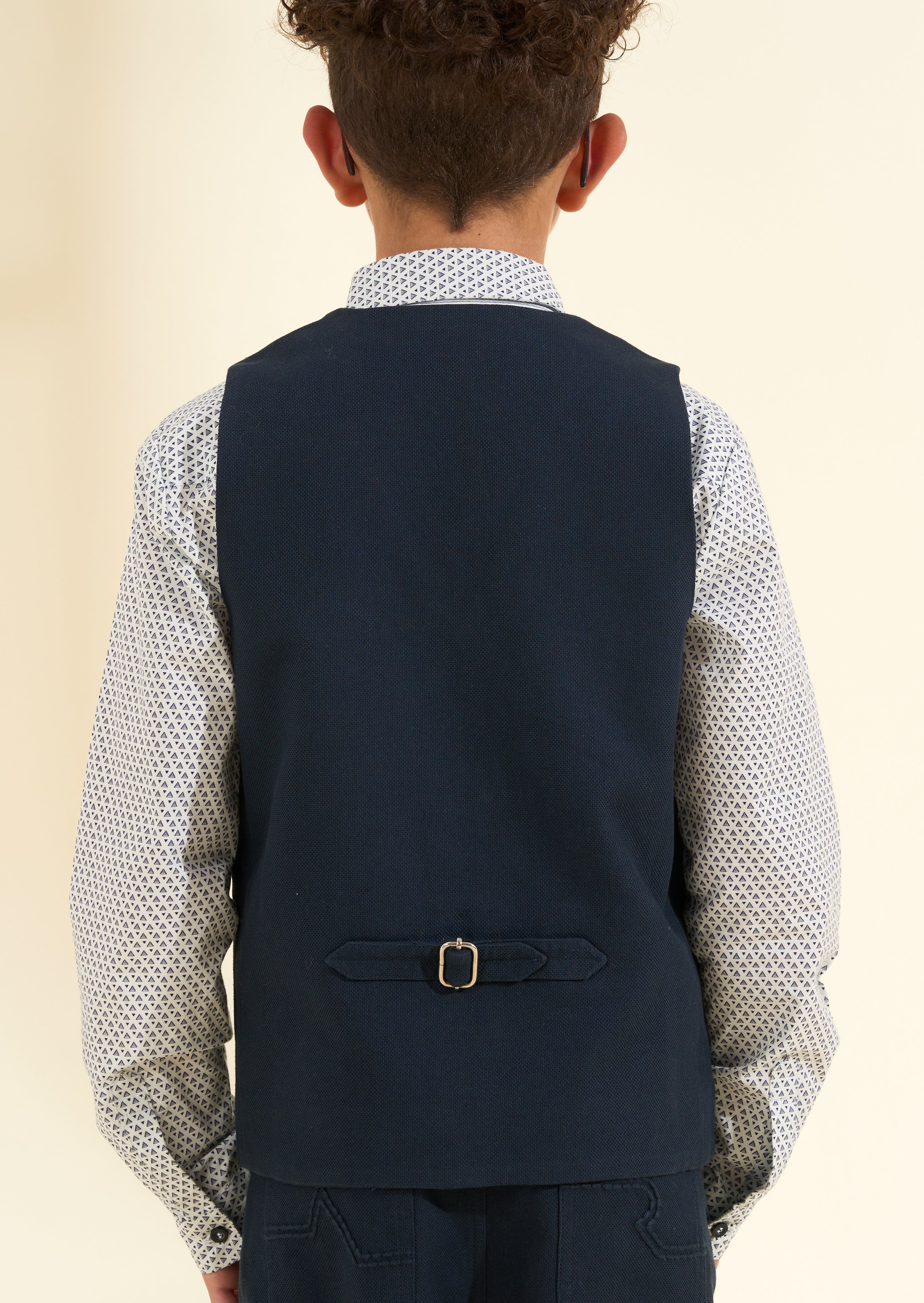 Bernard Navy Textured Waistcoat