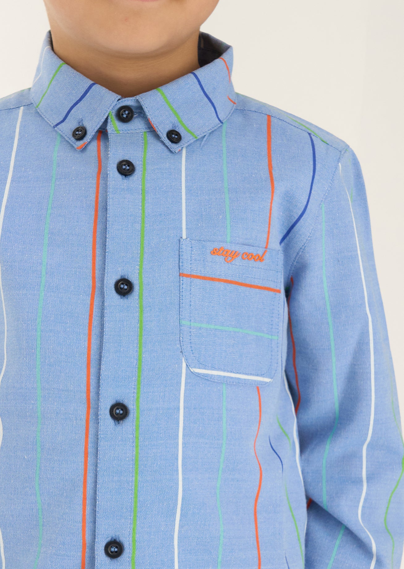 Harris Blue Embroidered Stripe Shirt