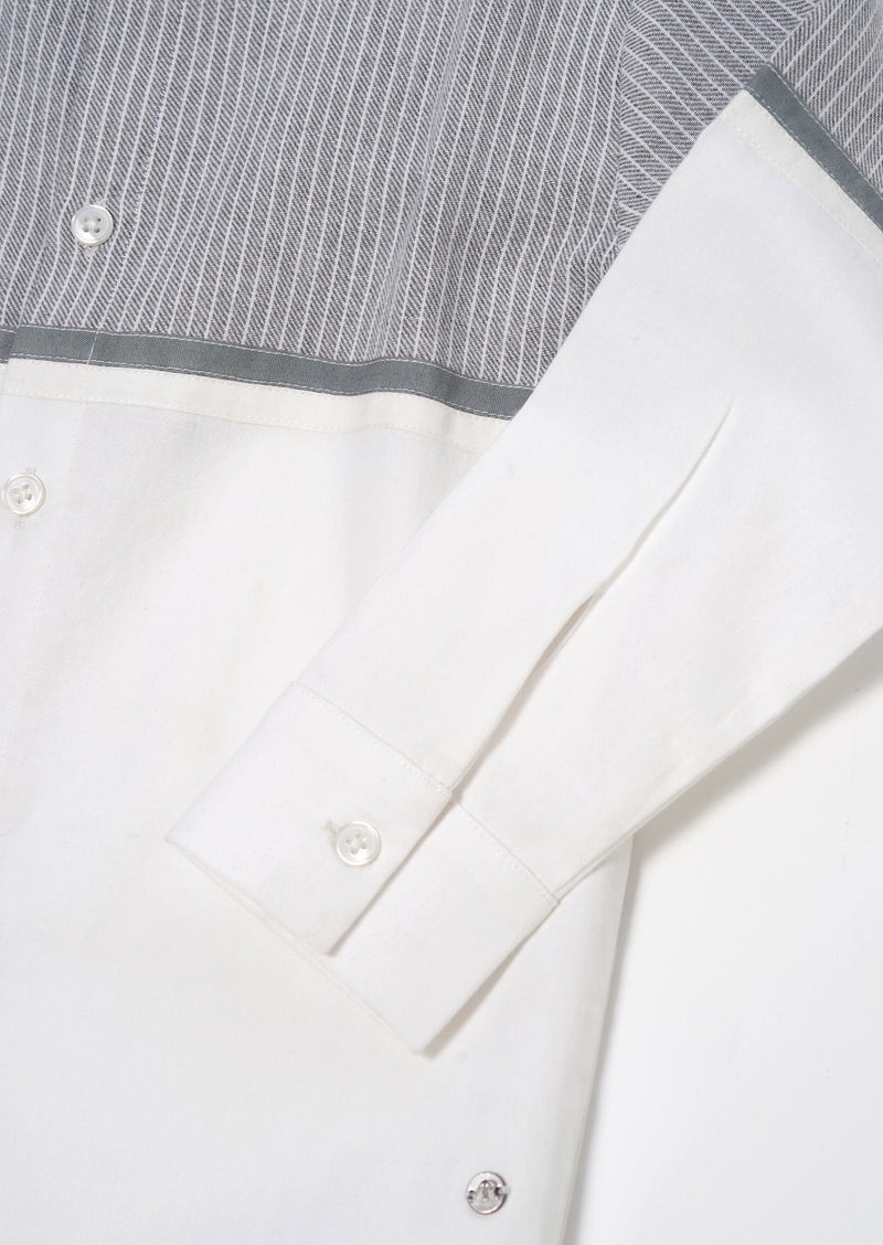 Grey Linen Yoke Oxford Shirt