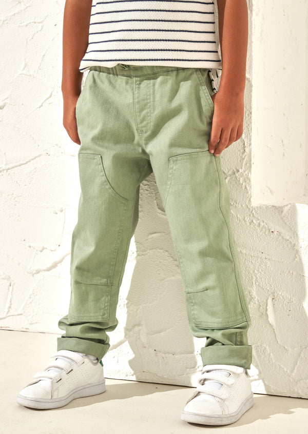 Jace Green Stitch Detail Washed Trouser