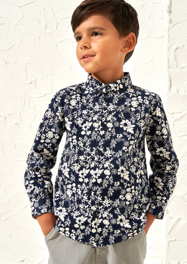 Faes Blue Floral Printed Shirt