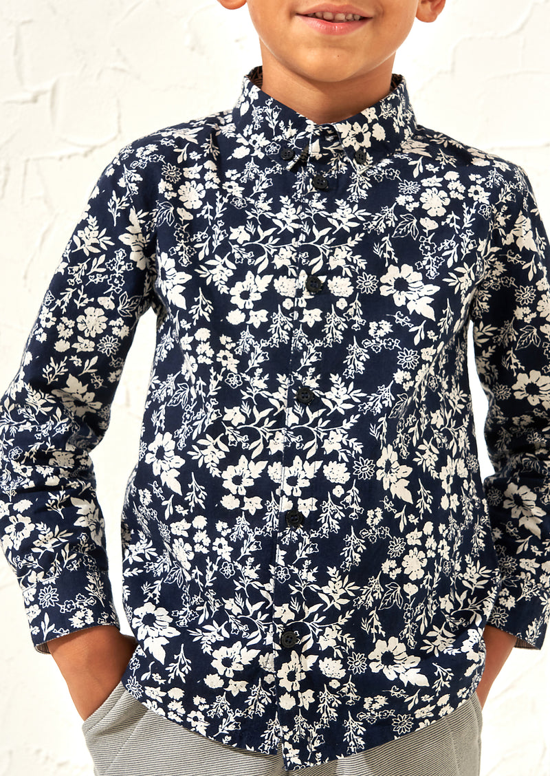 Faes Blue Floral Printed Shirt