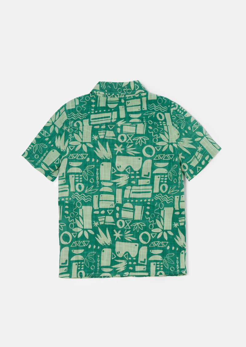 قميص العطلات بنقشة باو الأخضر