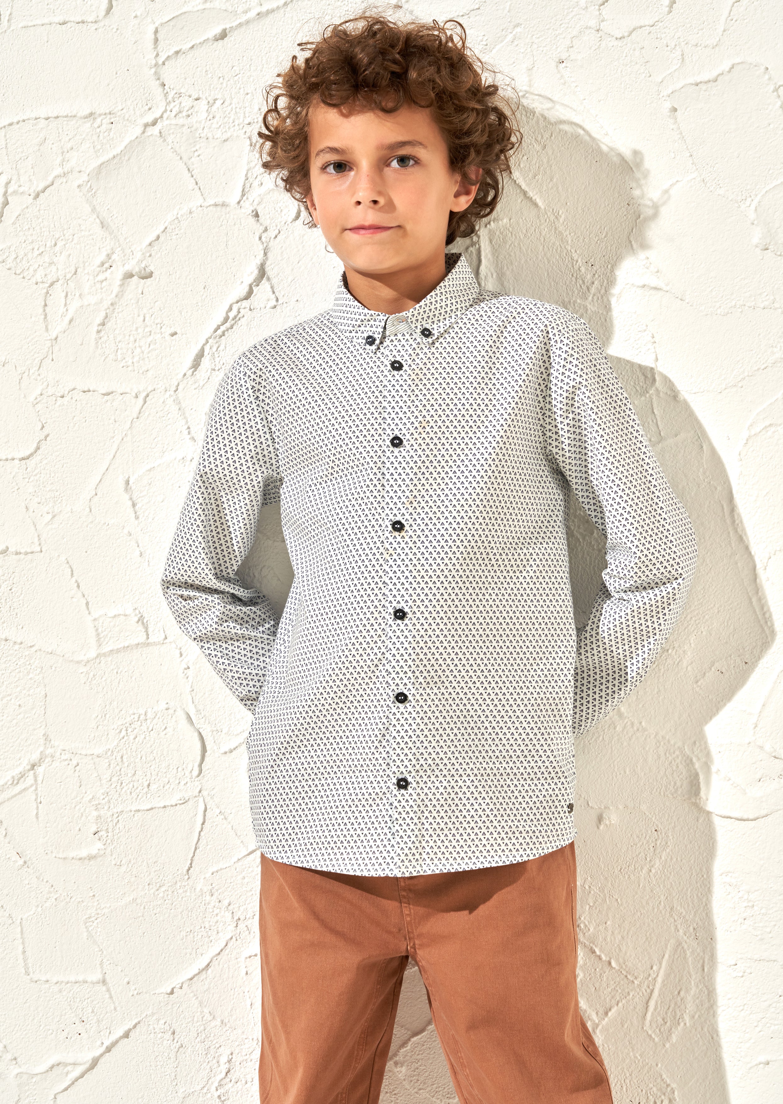 Carter White Geo Pattern Smart Shirt