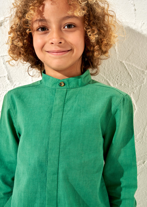 Omar Green Mandarin Shirt