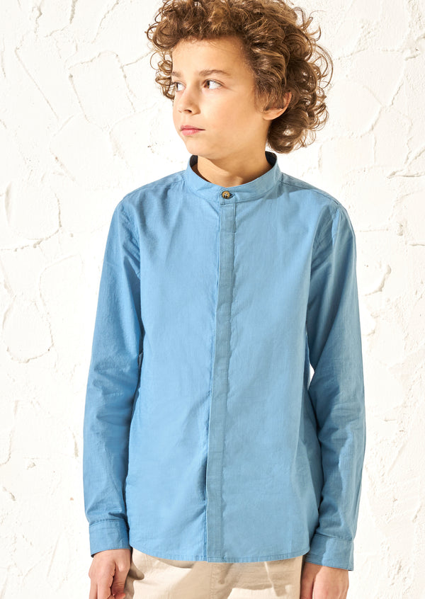 Omar Blue Mandarin Shirt