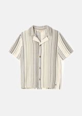 Moaksy Blue Textured Stripe Resort Shirt