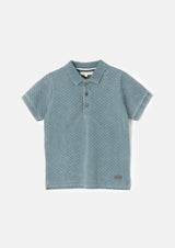 Rex Blue Jersey Textured Wash Polo
