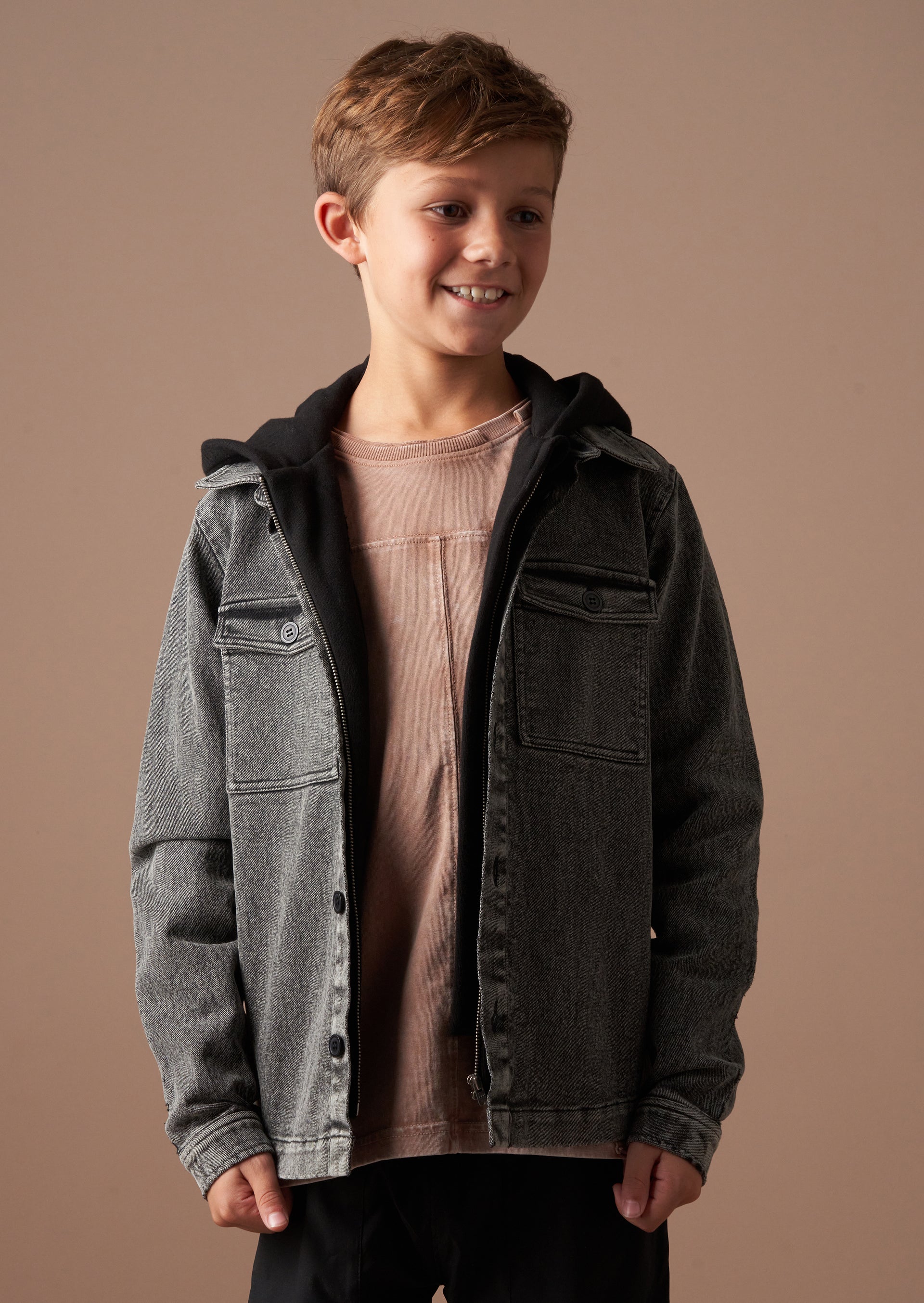 Harrison Washed Denim Jacket Hood