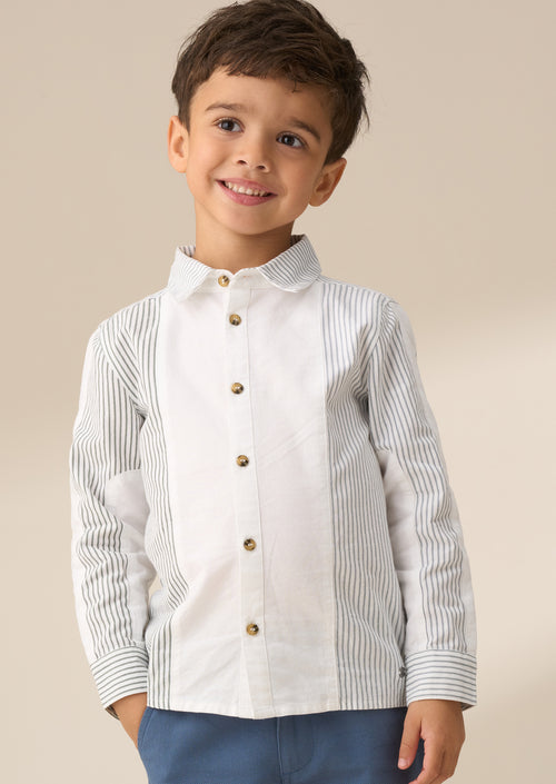 Chase Blue Colour Block Smart Shirt