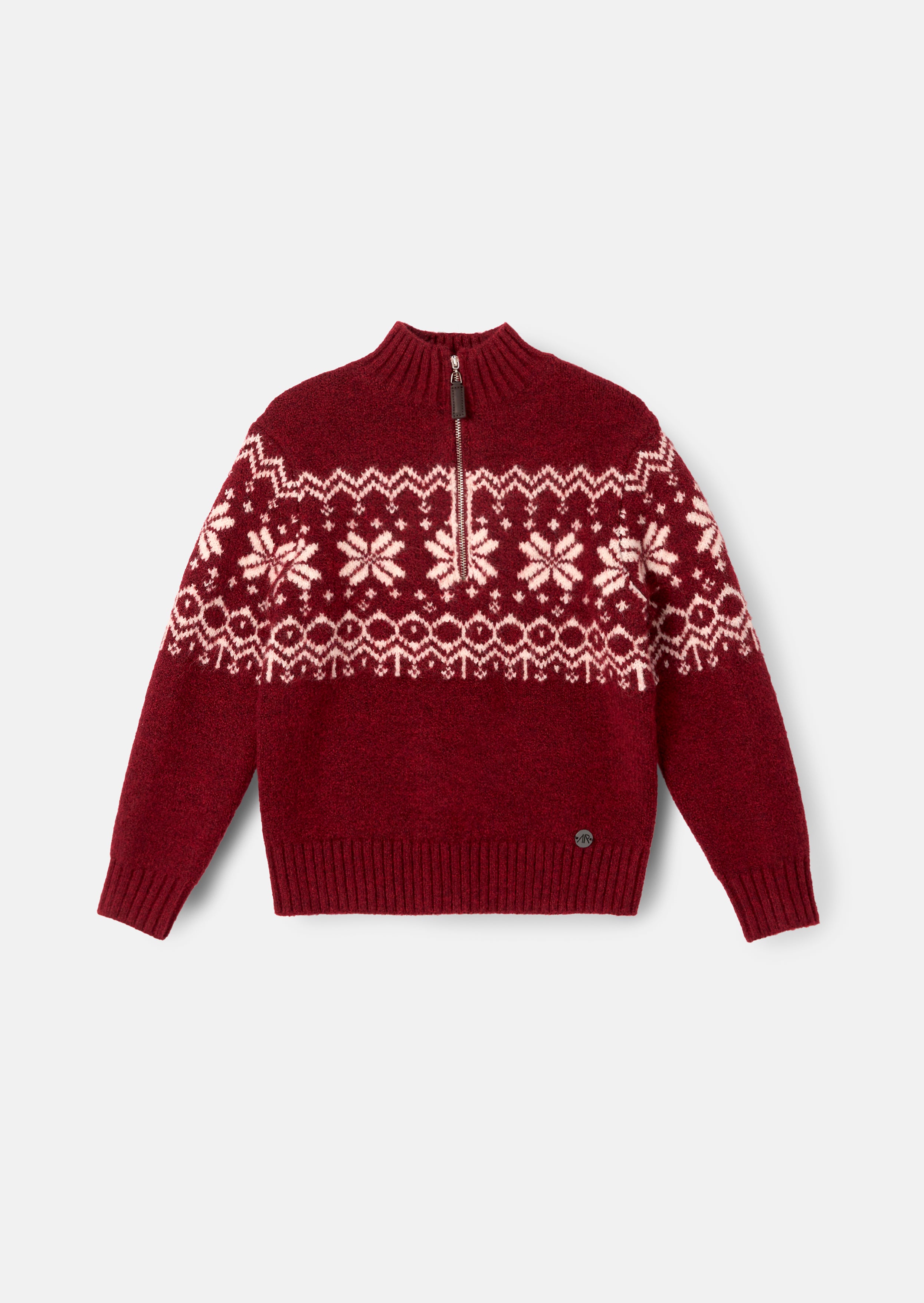 Oakley Burgundy Fairisle Zip Neck