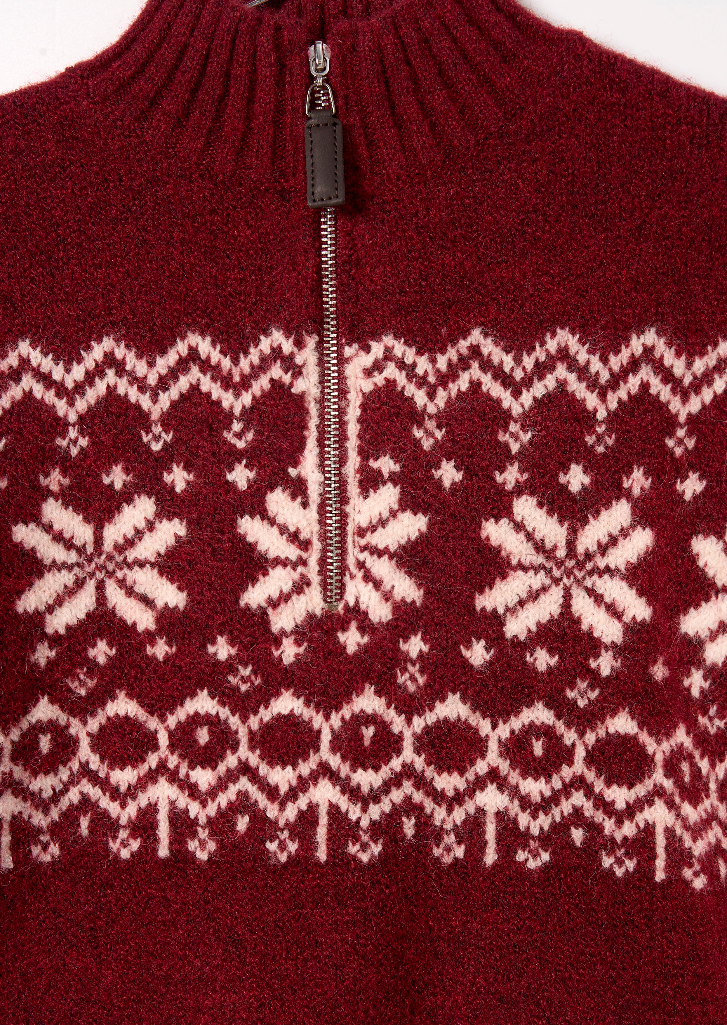 Oakley Burgundy Fairisle Zip Neck