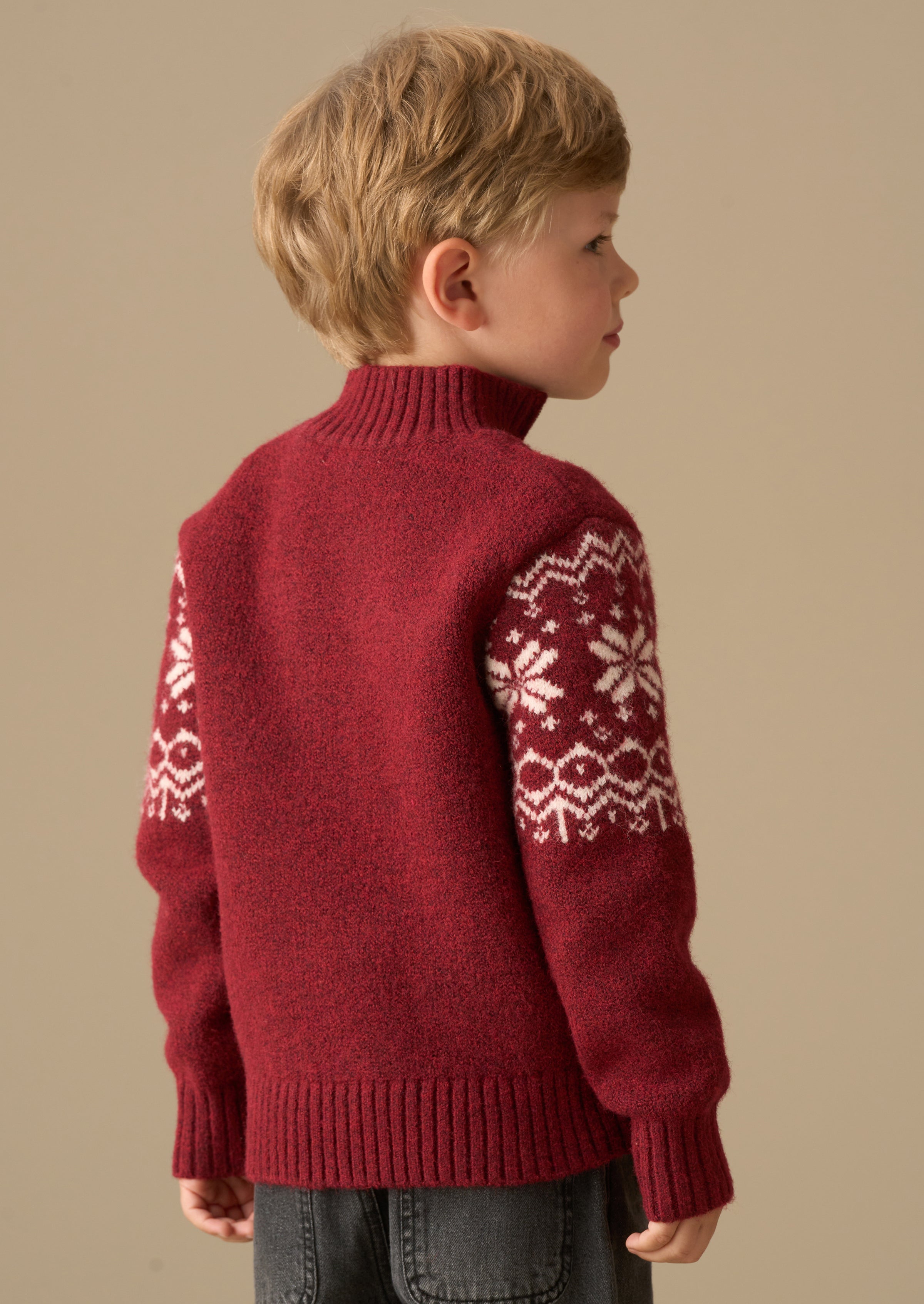 Oakley Burgundy Fairisle Zip Neck