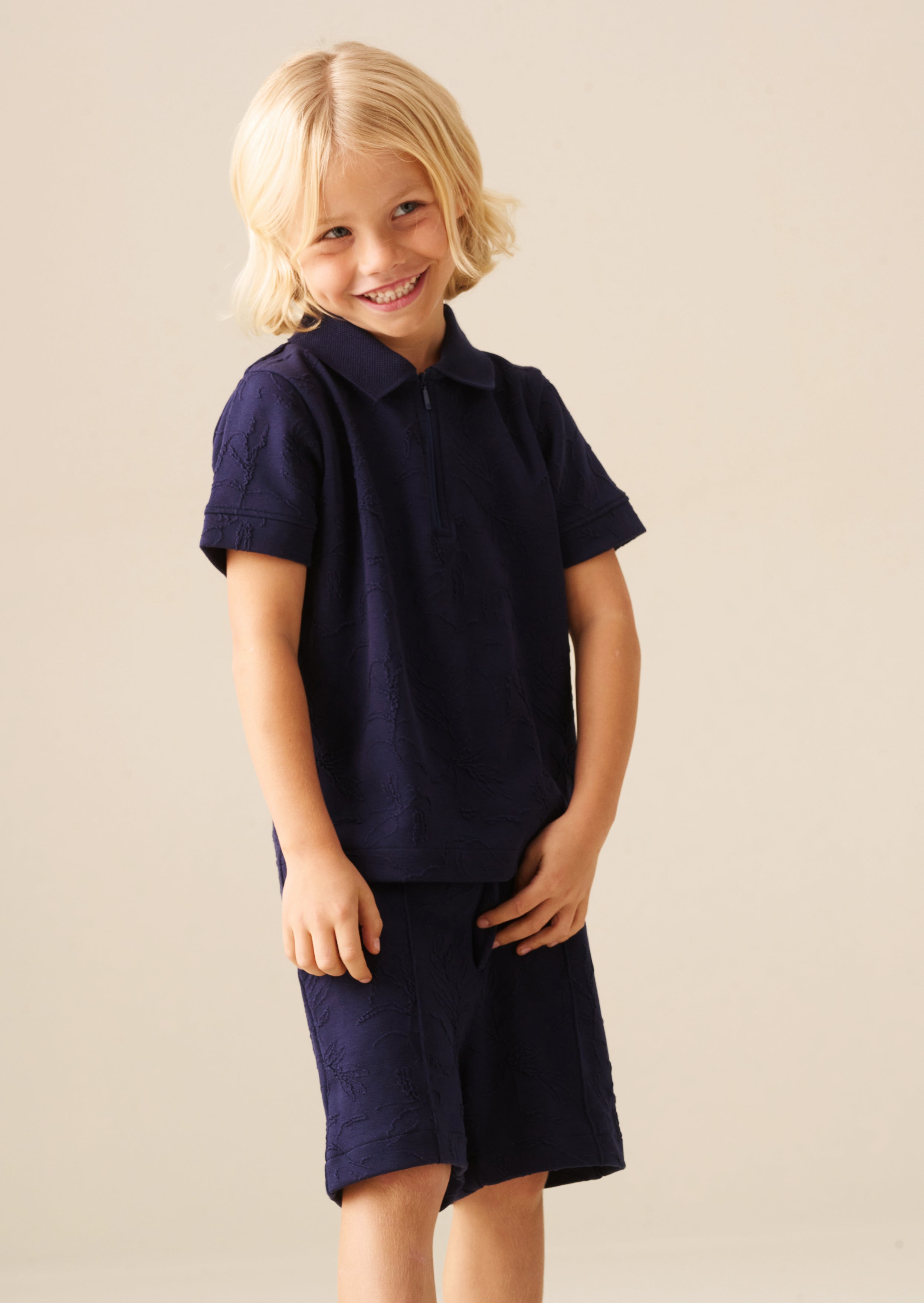 Greyson Jacquard Zip Polo