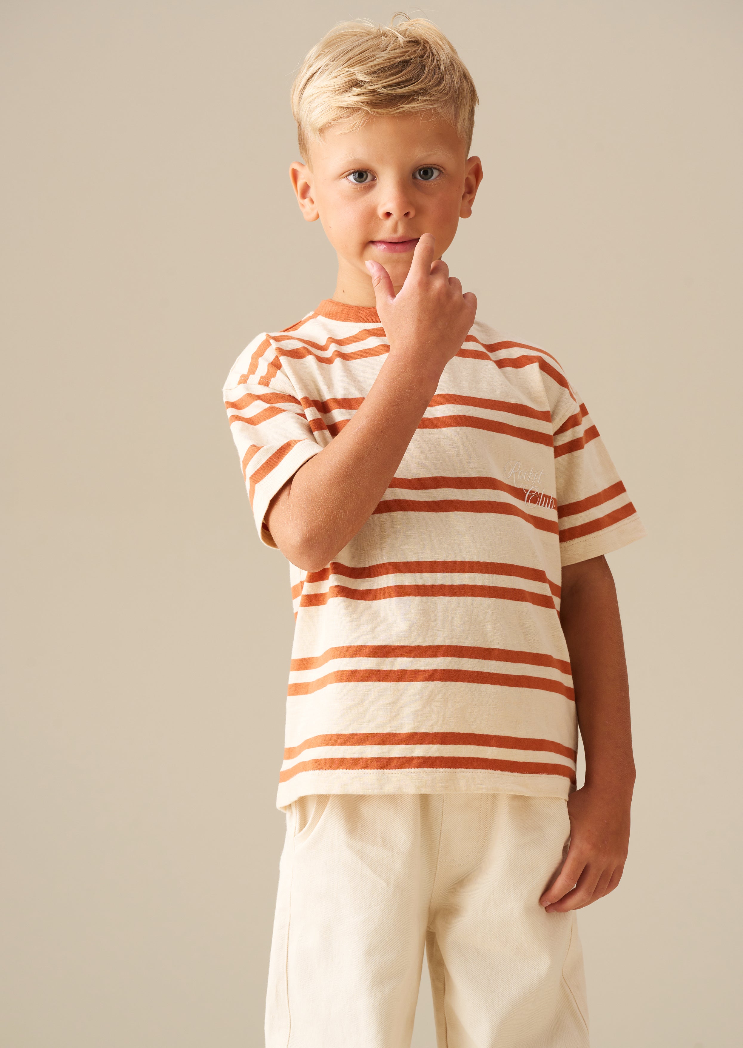 Theo Stripe Textured T Shirt