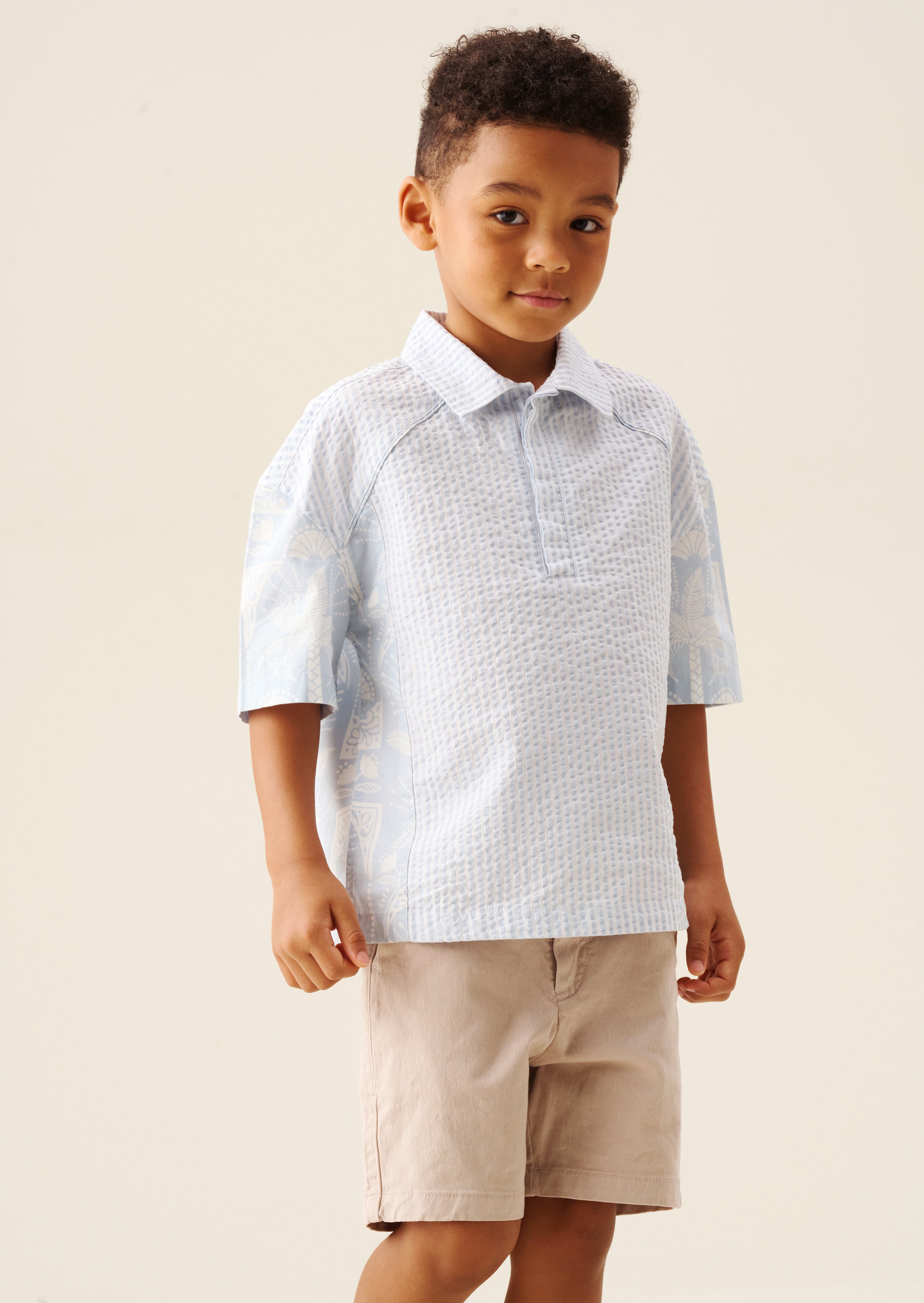 Regan Cut And Sew Stripe Palm Shirt