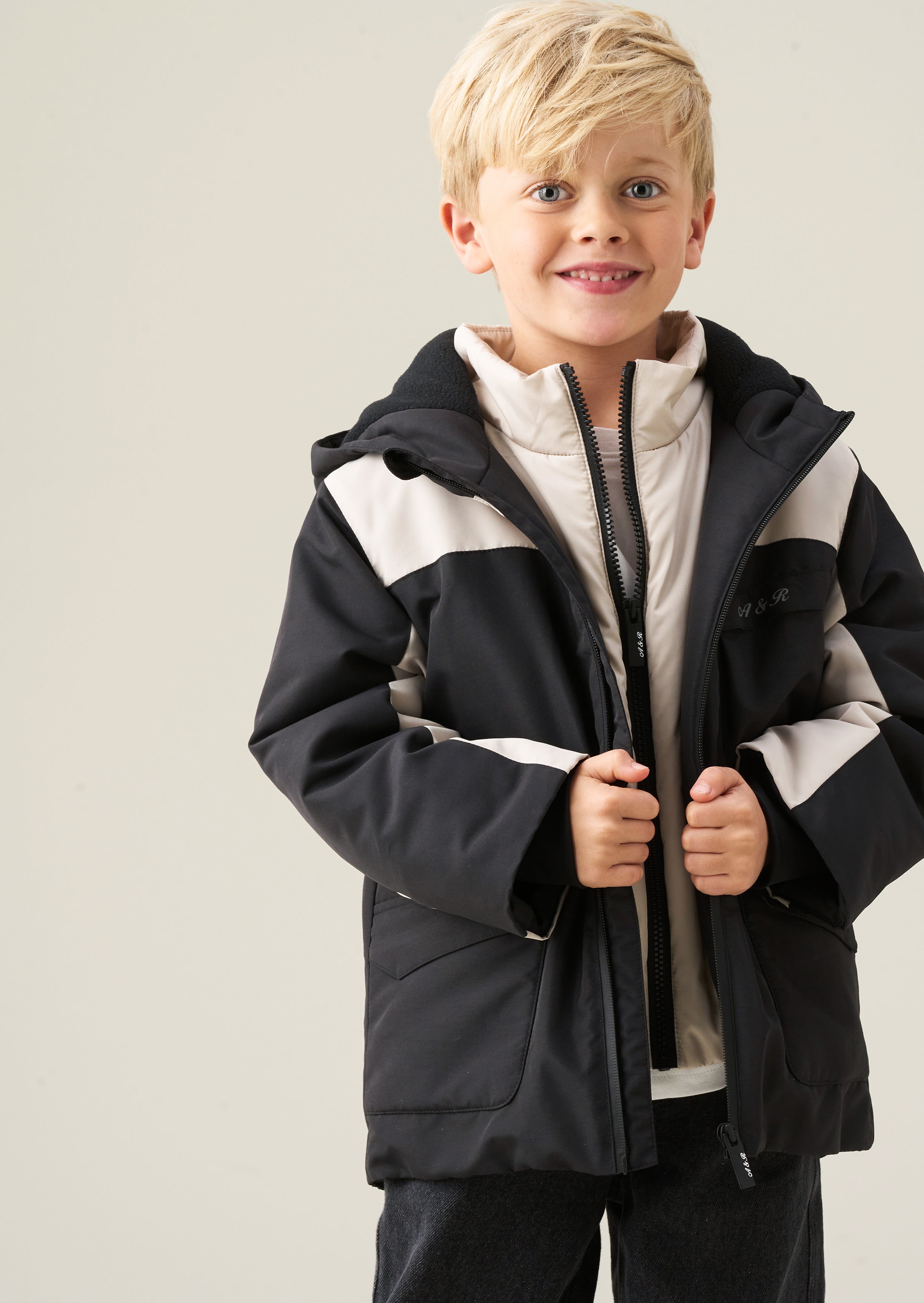 Cappotto Samuel a blocchi di colore con fodera in pile