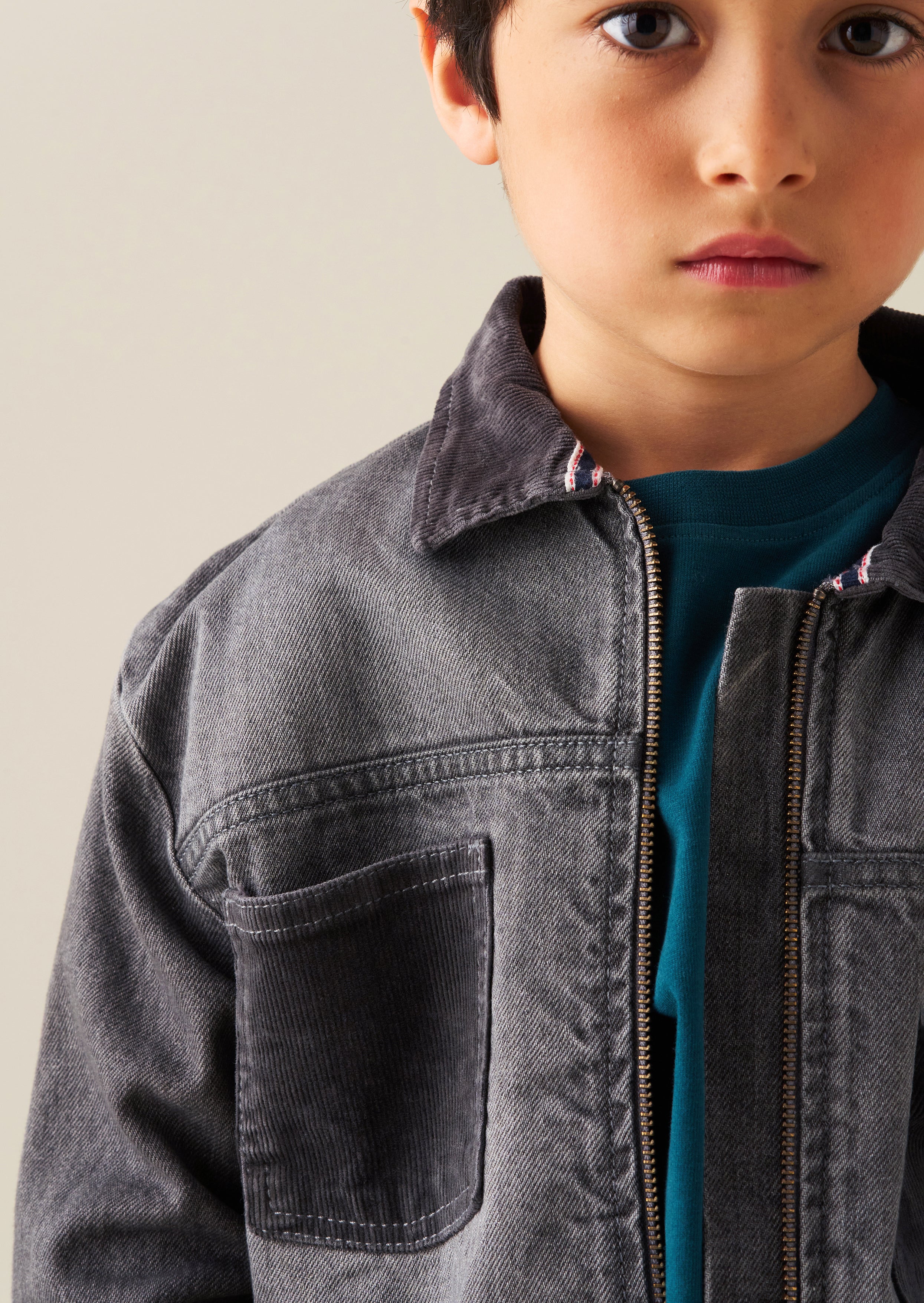 Malik Cord Detail Denim Jacket