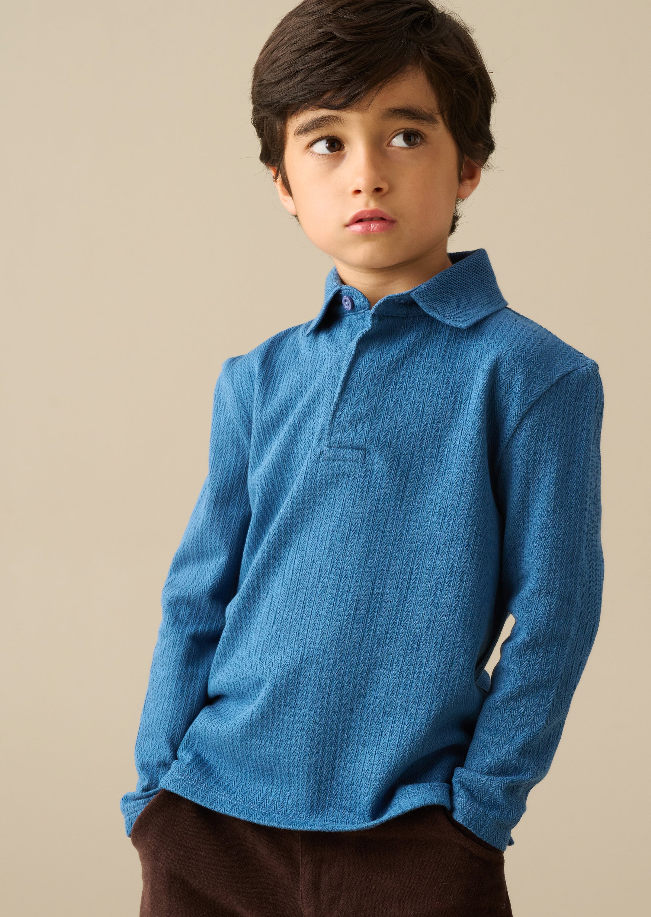 Oliver Blue Smart Textured Polo