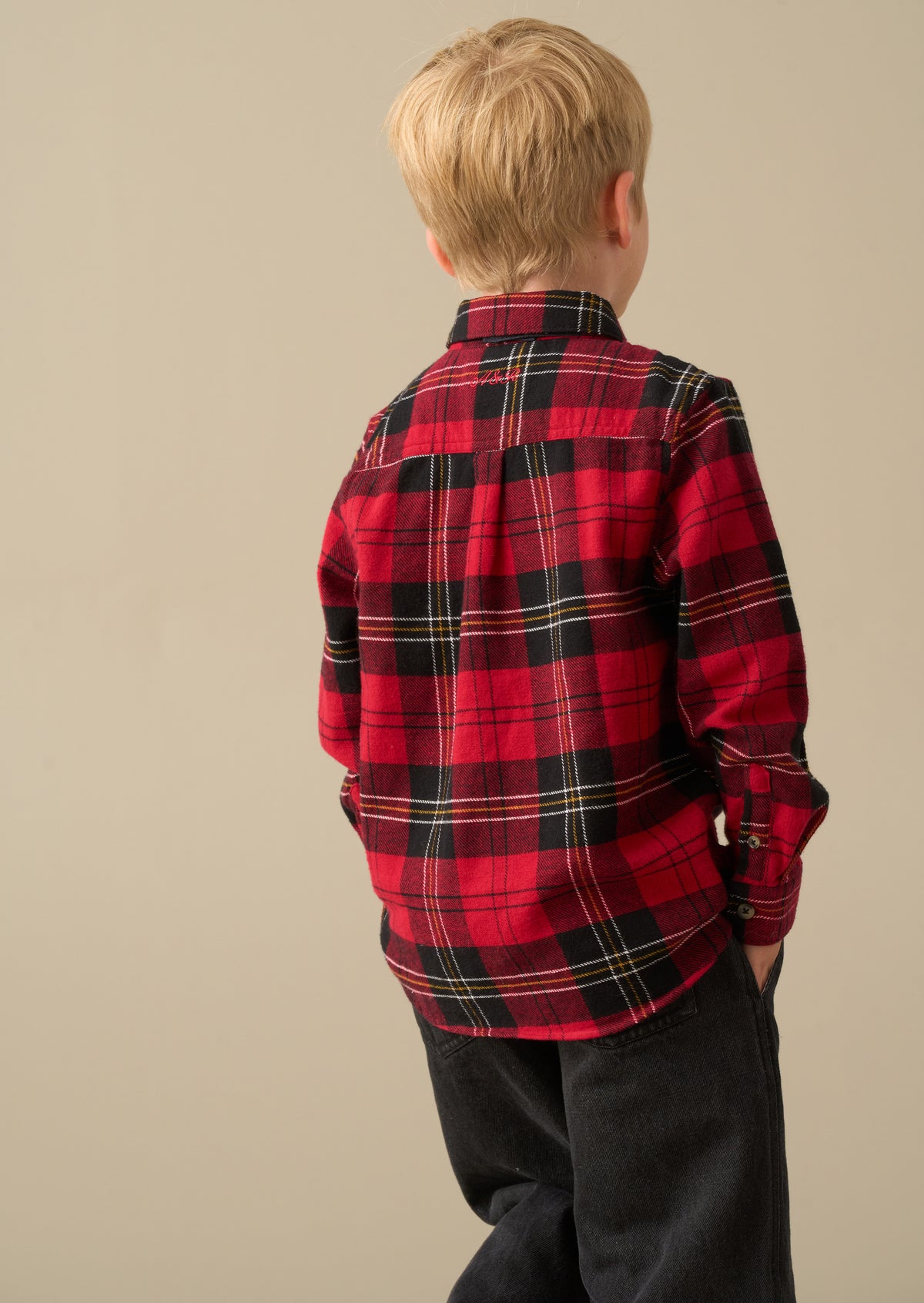 Camden Red Brushed Check Shirt With Bow Tie