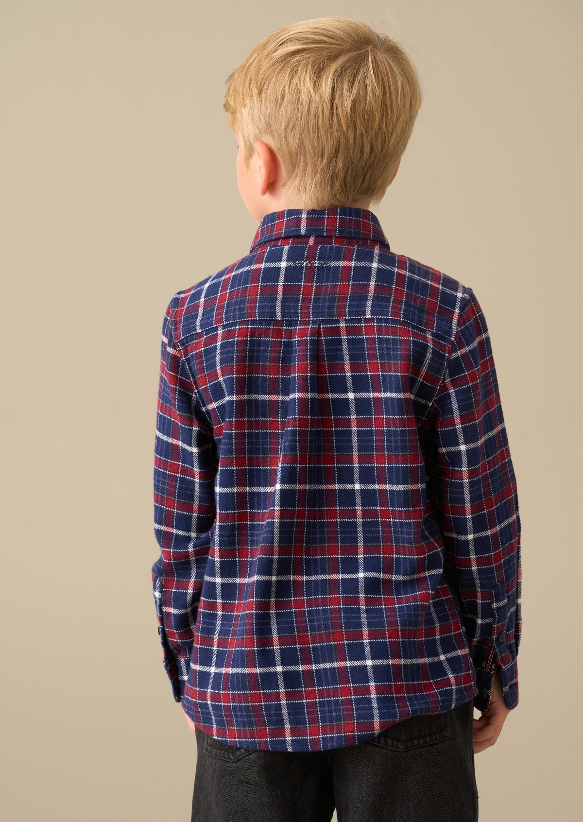Abel Navy Brushed Check Shirt With Bow Tie