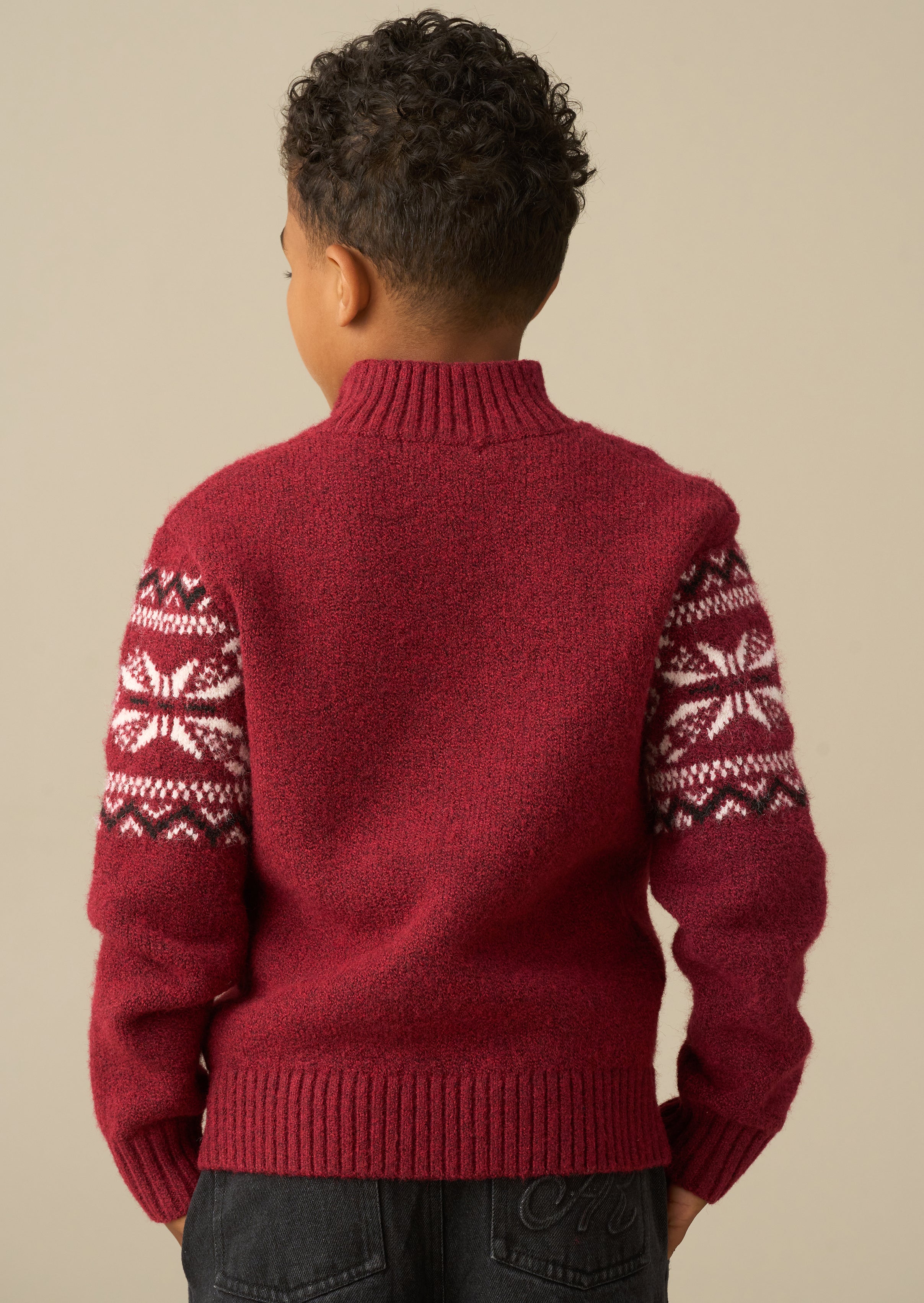 Oakley Burgundy Fairisle Zip Neck